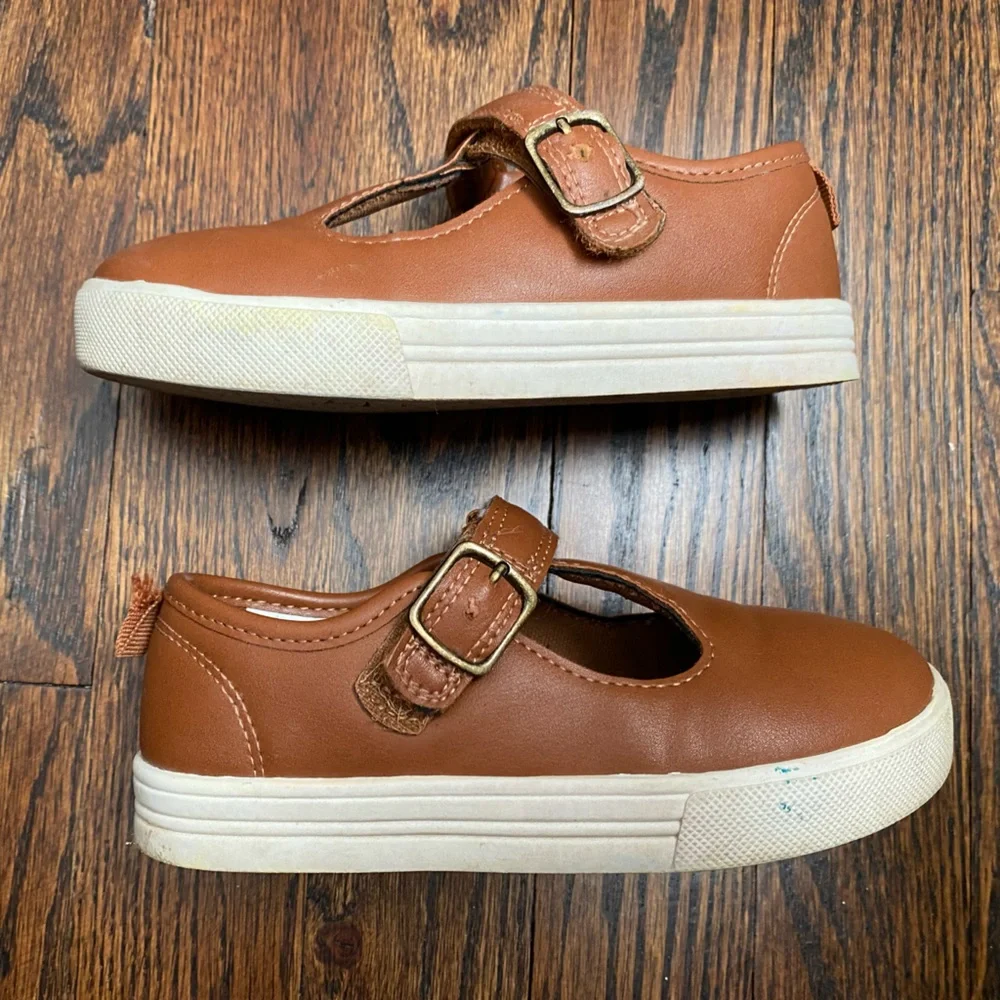 OshKosh B'gosh- Kids' Brown Faux Leather Mary Jane Shoes toddler girl USED